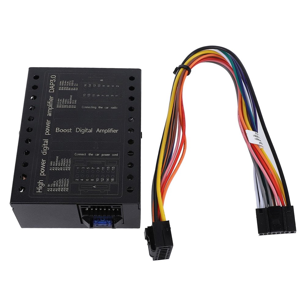 DC12V Car Amplifier 2/4 Ohm Stable Class AB Car DSP Amplifier Box Replacement for Car Sound Systems Matte Black Audio Systems