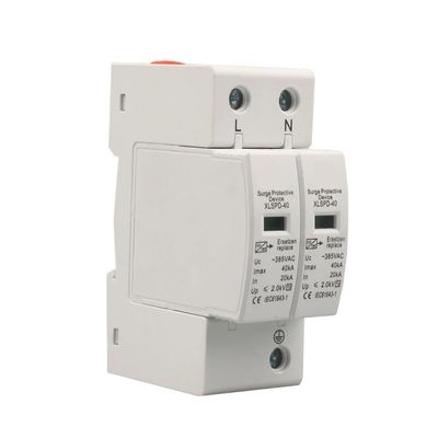 2Pole Surge Protector 220V Din Rail SPD AC275V AC385V 400V 440V 40KA SPD House Surge Protector(2P 275AC 40KA SPD)