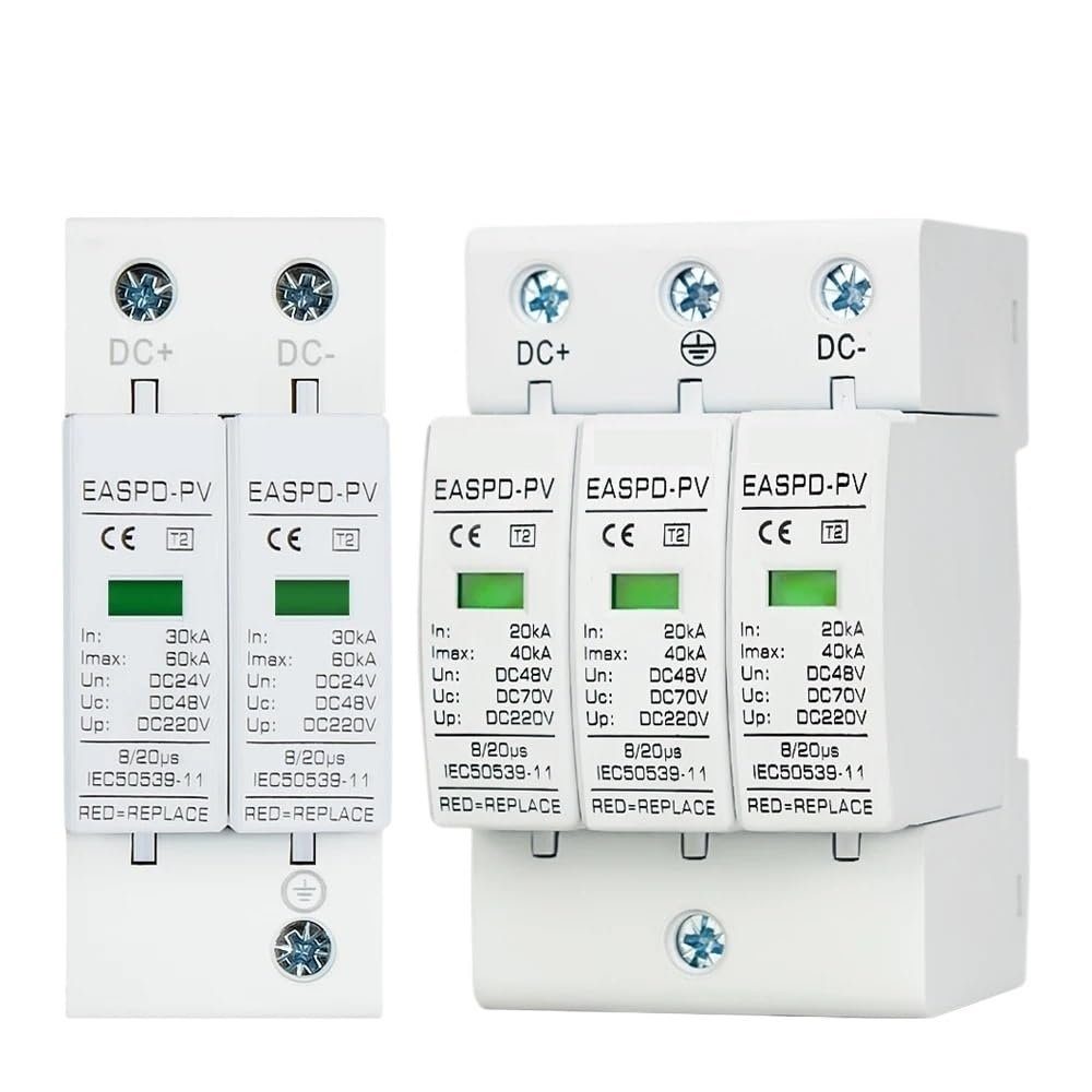Photovoltaic DC SPD 2P/3P DC12V 24V 48V 10KA~20KA 20KA~40KA 40KA~60KA Surge Protector Protective Device Lightning Protection(2P,DC48V 30-60KA)