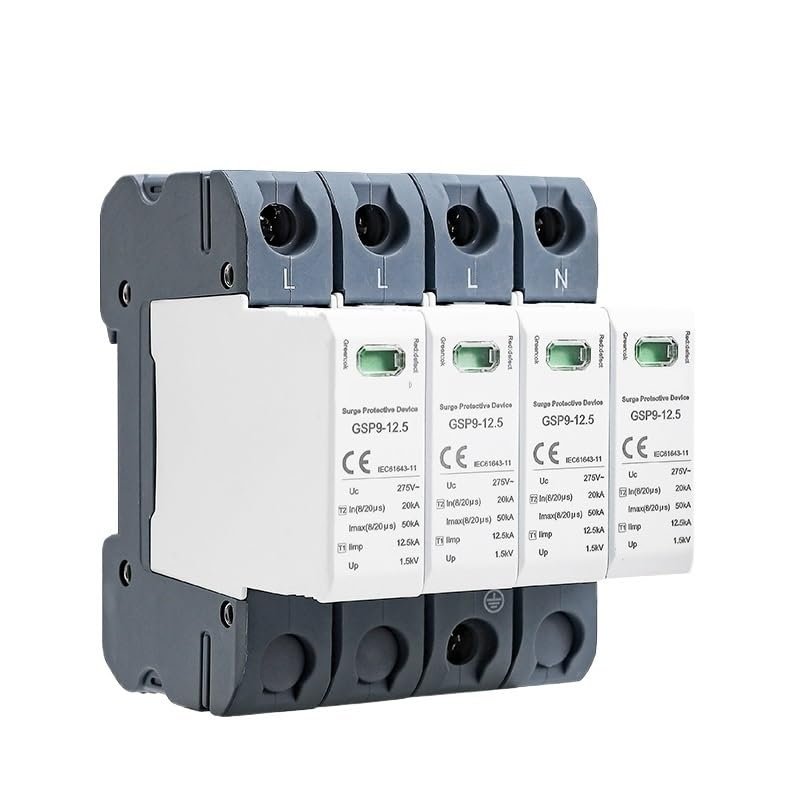 12.5KA T1+T2 SPD 4P 3P+NPE Surge Protector 275VAC Limp:7/12.5KA Low Voltage Arrester Device SPD(4P 12.5KA 275VAC)