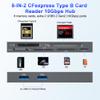 8-in-1 CFexpress Type B Card Reader with 10Gbps USB Ports*2, 10Gbps CF Express Reader hub for CFexpress Type B/SD/microSD/CF/XD/MS, Multi Reader Adapter Read 6 Cards and 2 USB Simultaneously view 2