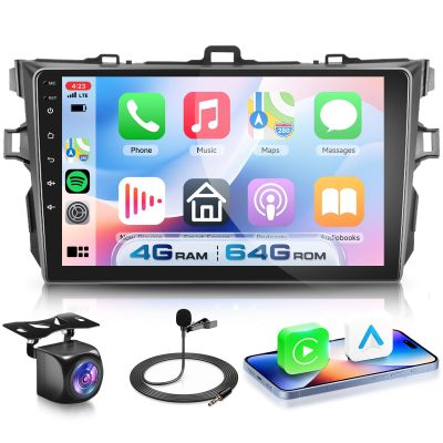 4G+64G for Toyota Corolla 2009-2013 Car Radio, Wireless Carplay Android Auto Android 15 Touch Screen Car Stereo, Bluetooth, GPS Navi, WiFi, SWC, HD Backup Camera