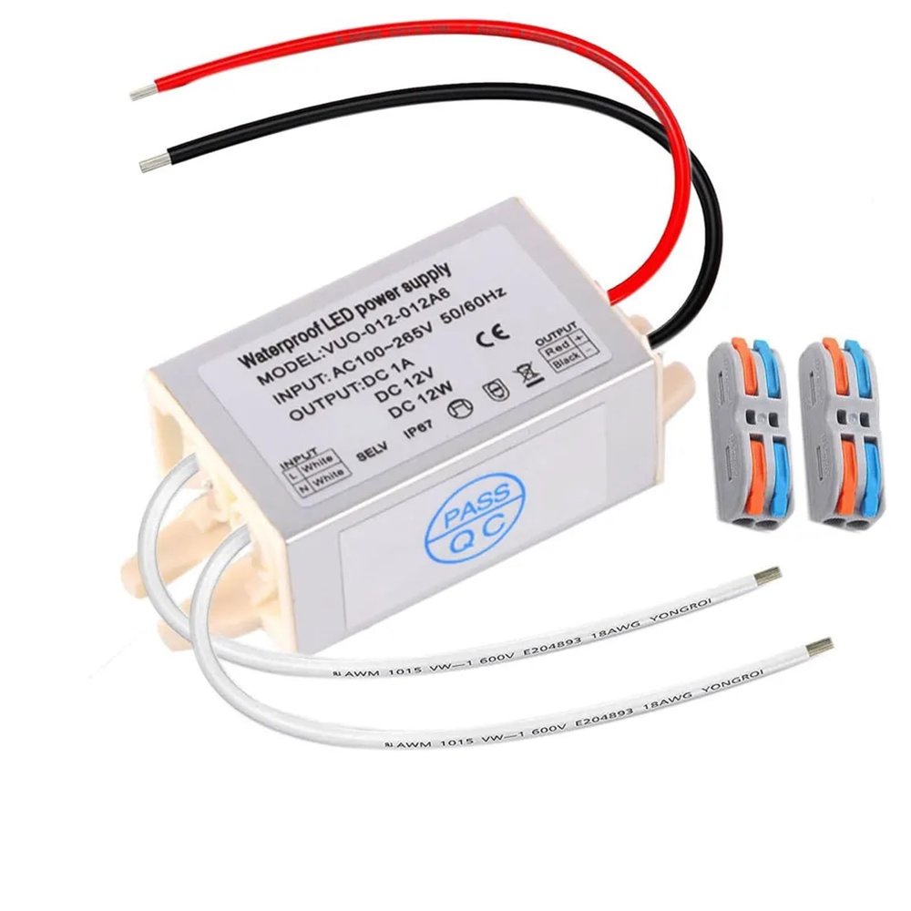 TTFDSUJUS Cabinet Light Driver DC 12V 1A G4 GY6.35 Strip Light Power Supply Puck Light Range Hood Light Driver Waterproof IP67