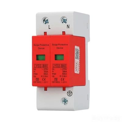 2P 10KA~100KA 275V 385V 420V AC SPD House Surge Protector Protective Low-Voltage Arrester Device Lightning Protection(385V,40KA-80KA)