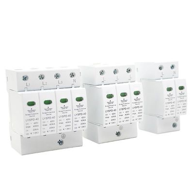 AC SPD 4P 3P 2P+N 10-20KA 20-40KA 30-60KA 275V 385V 420V House Surge Protector Protective Low-Voltage Arrester Device(4P,AC385V 30-60KA)