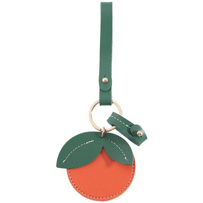 SOFPLATE 1Pc Fruit Leather Keychain Orange Keychain Charm Cute Round Key Fob Holder Leather Door Entry Keyfob Holder Protective Cover for GPS Tracker Smart Tag Access Control Card RFID Proximity Token