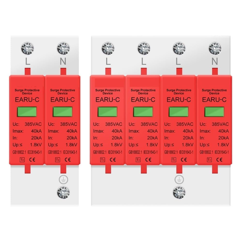 AC SPD 1P 2P 3P 4P 40KA 60KA 385V House Lightning Surge Protector Protective Low Voltage Arrester Device 20KA 30KA(1P,AC385V 30-60KA)