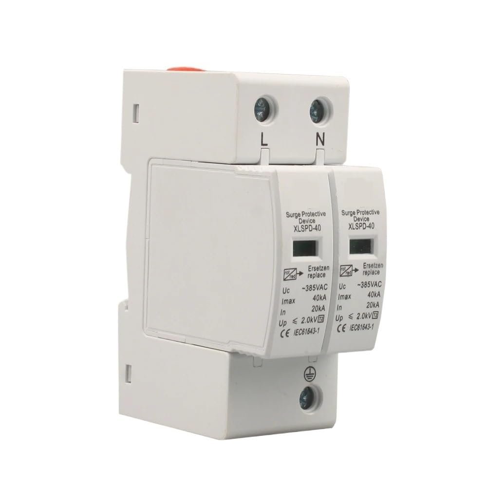 AC SPD 1P+N 10-20KA 20KA~40KA 275V 385V House Surge Protector Protection Protective Low-Voltage Arrester Device(20-40KA 385V)