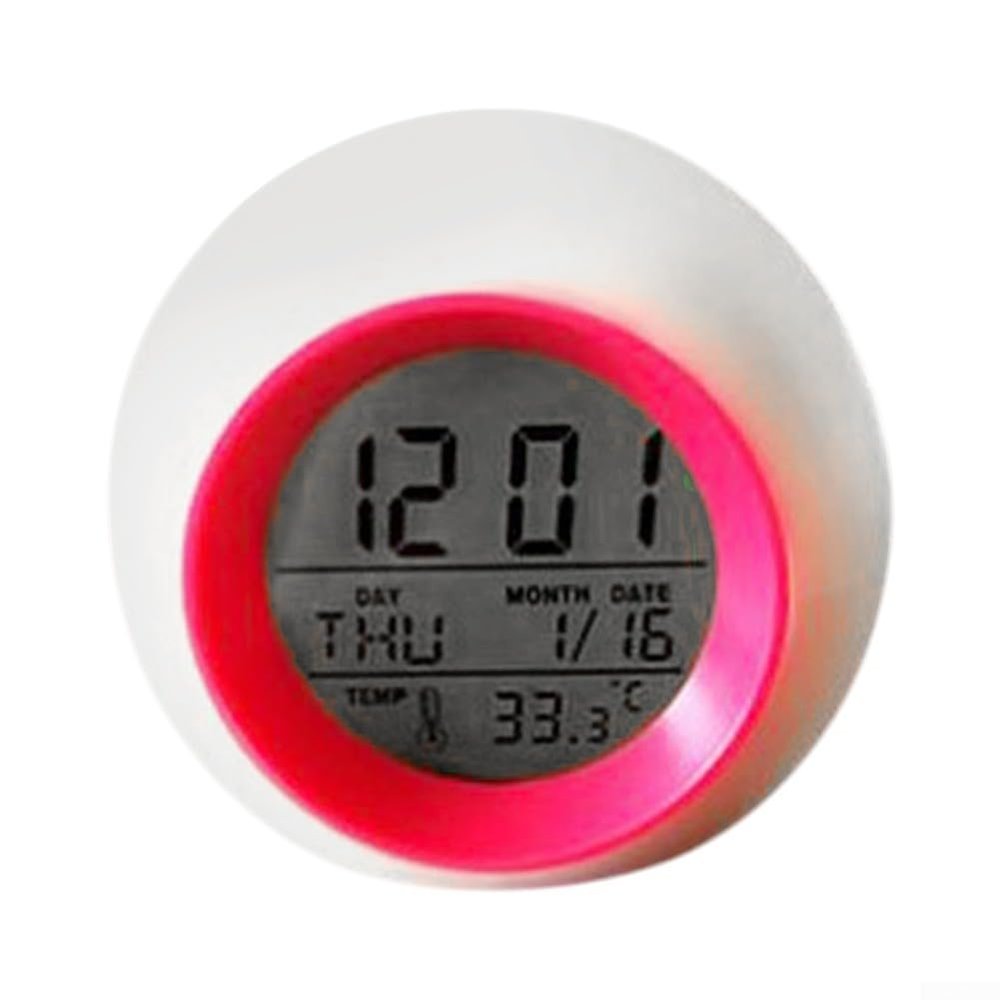 Portable Digital Alarm Clock for Kids with 7 Color Night Light and Bright LED Display for Clear Time Viewing (Red)