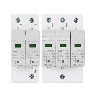 2P 3P DC SPD Surge Protective Device 500V 600V 800V 1000V 40KA 60KA Voltage Protector Solar PV Low-Voltage Arrester Device(3P,1000V 30-60KA)