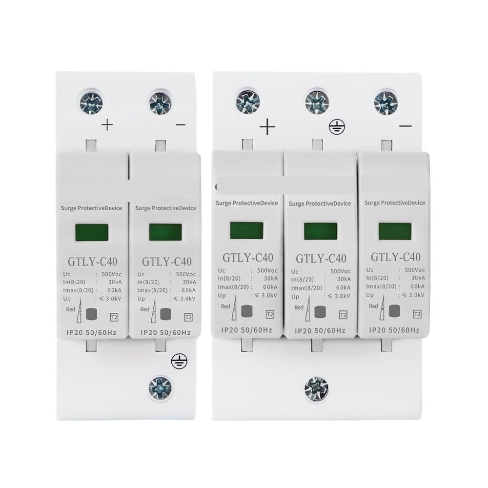 2P 3P DC SPD Surge Protective Device 500V 600V 800V 1000V 40KA 60KA Voltage Protector Solar PV Low-Voltage Arrester Device(3P,1000V 30-60KA)