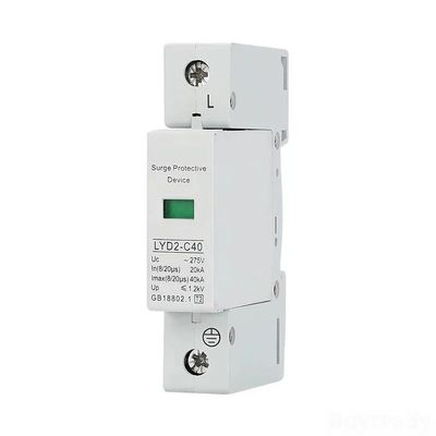 1P 10KA~100KA 275V 385V 420V AC SPD House Surge Protector Protective Low-Voltage Arrester Device Lightning Protection(420V,10KA-20KA)