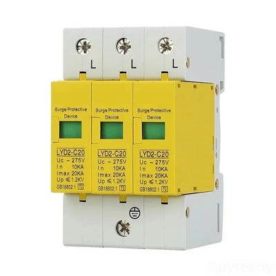 3P 10KA~100KA 275V 385V 420V AC 2P+N SPD House Surge Protector Protective Low-Voltage Arrester Device Lightning Protection(385V,60KA-100KA)