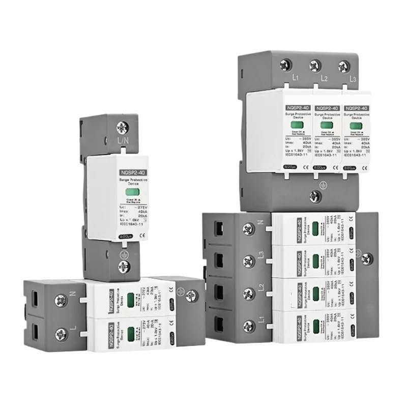 AC SPD AC275V 385V Surge Protector 1P 2P 3P 4P 20KA 40KA 60KA Lightning Arrester Single Three Phase Household Ground Protecti(2P,80KA)