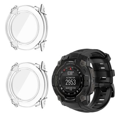2 Pack Hard Case for Garmin Instinct 3 45mm/50mm AMOLED with Screen Protector, Hard PC Protective Case Shockproof Anti-Scratch Bumper Cover (Clear/Clear, Garmin Instinct 3 50mm AMOLED)