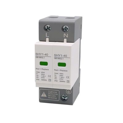 AC 2P Surge Protection 2040KA 30KA60KA House Lightning Protector Low-Voltage Arrester Device 275V 385V Din Rail(2P 230V AC,20-40KA)