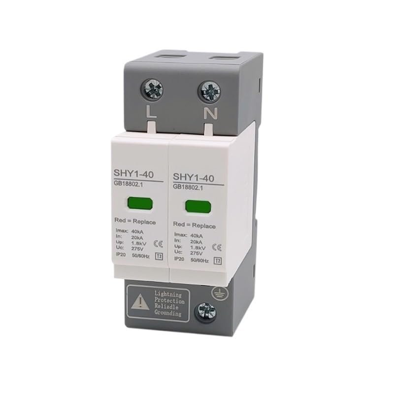 AC 2P Surge Protection 2040KA 30KA60KA House Lightning Protector Low-Voltage Arrester Device 275V 385V Din Rail(2P 230V AC,20-40KA)