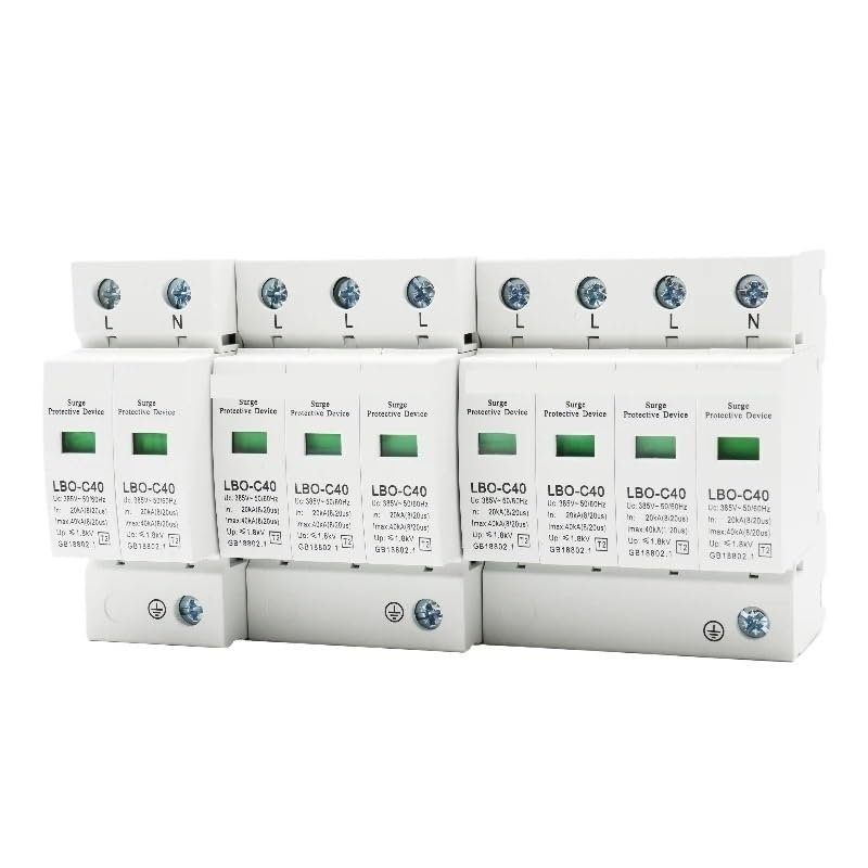 1Pcs AC SPD Surge Protector Low Voltage Distribution 2P 3P 4P LBO Household Arrester Lightning Protection Device Switch Module(2P AC,20-40KA(385V))