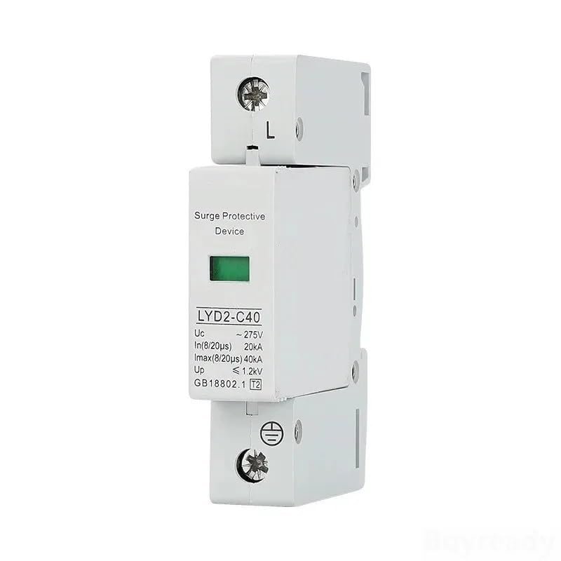 1P 10KA~100KA 275V 385V 420V AC SPD House Surge Protector Protective Low-Voltage Arrester Device Lightning Protection(420V,20KA-40KA)