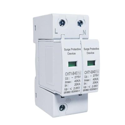 AC 2P 275V 20KA 40KA Solar PV Surge Protector Din Rail Mounting Protective Low-Voltage Arrester Device for House(20-40KA)