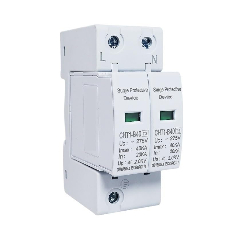 AC 2P 275V 20KA 40KA Solar PV Surge Protector Din Rail Mounting Protective Low-Voltage Arrester Device for House(20-40KA)