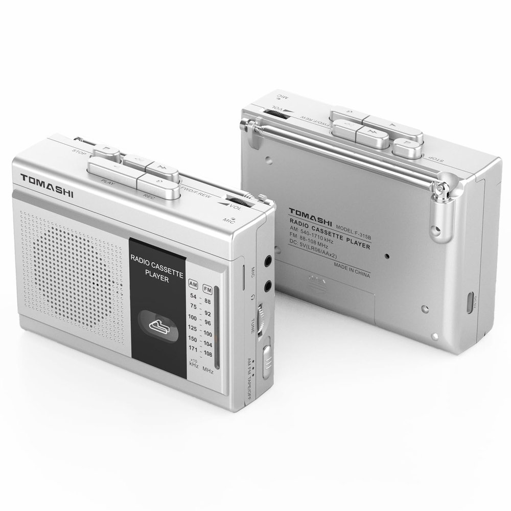 TOMASHI Cassette Player Tape Recorder FM AM Radio with Built-in Speaker,Microphone F-315B