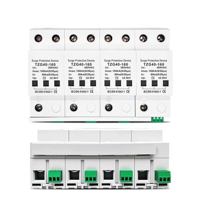 AC 385V SPD 4P 120KA 160KA 200KA Surge Protective Device High Current Din Rail T2 Telecommunication Remote-Signaling(200KA)