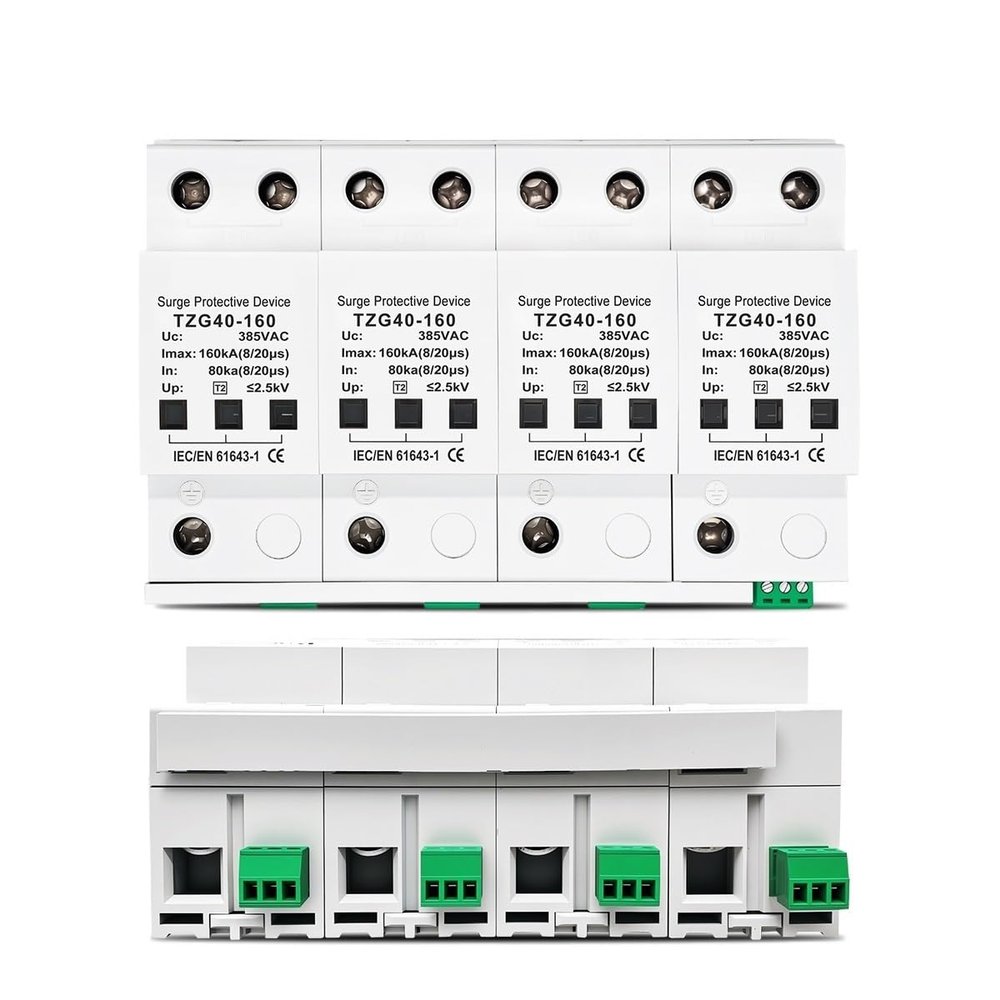 AC 385V SPD 4P 120KA 160KA 200KA Surge Protective Device High Current Din Rail T2 Telecommunication Remote-Signaling(200KA)