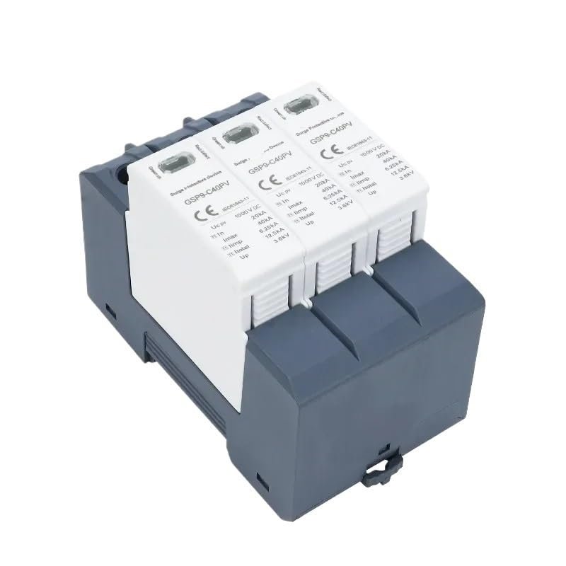 Photovoltaic DC SPD 3P 600V 1000V 1500V 40KA Surge Protector Protective Device Lightning Protection Din Rail T1+T2(3P 600VDC)