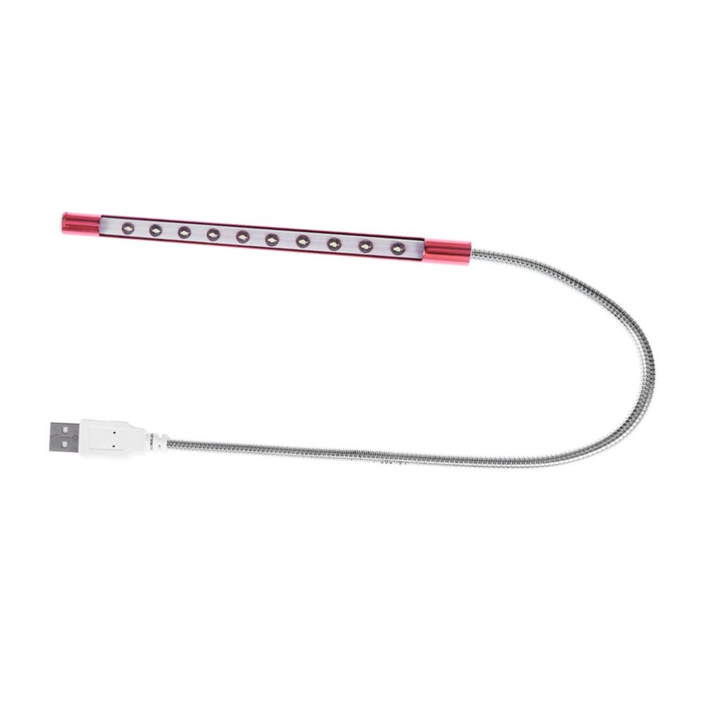 UKCOCO USB Metal 10 LED Night Lamp Eye-Caring Desk Light Flexible Gooseneck Dimmable USB Reading Lamp for Home Office and Bedside