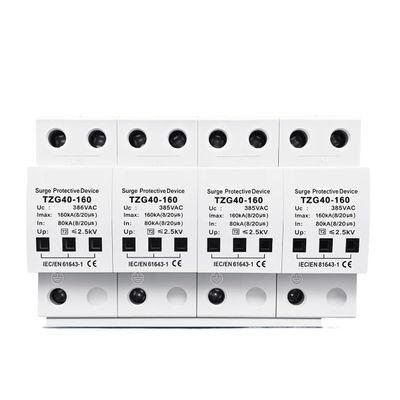385V AC SPD 4P 120KA 160KA 200KA Surge Protective Device High Current Din Rail T2(160KA)