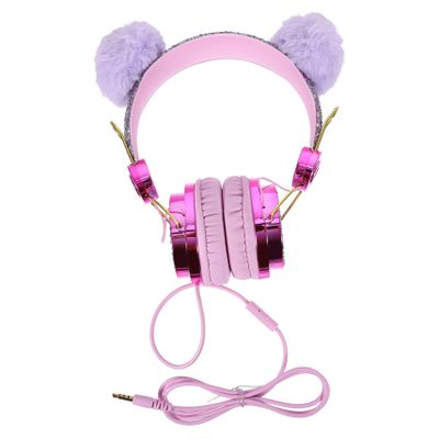 POPETPOP Adorable Plush Ear Headset for Lightweight Ear Design Safe Volume Limit for School Travel Present for Birthdays and Holidays Compatible with Jack
