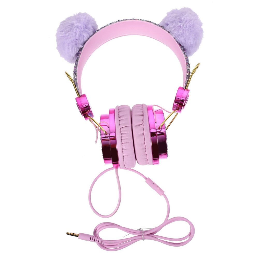 POPETPOP Adorable Plush Ear Headset for Lightweight Ear Design Safe Volume Limit for School Travel Present for Birthdays and Holidays Compatible with Jack