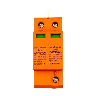 500V 1000VDC Surge Protector Device Surging Suppressors Photovoltaic 2P SPD 20-40kA for Solar System Protection(1000VDC)
