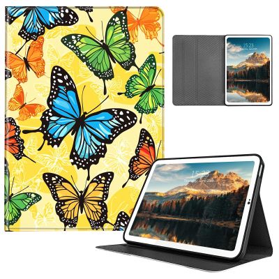 HEAKIERG Case for Amazon Fire HD 10 (9th/7th/5th Generation, 2019/2017/2015 Release) 10.1" Tablet, PU Leather Stand Shell Multiple Viewing Angles Protective Cove for Woman Men, Yellow Butterfly