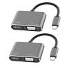 Keenso Type C to VGA Converter Simultaneous Connection 4K 30Hz for Office and Home Entertainment Aluminium Alloy Copper PVC (Gray) view 3