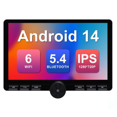 2+32G 10.1-inch Android 14 Car Stereo WiFi 6 IPS Touchscreen Screen Car Radio with Carplay & Android Auto Support Backup Camera GPS FM Navi Bluetooth 5.4 SWC