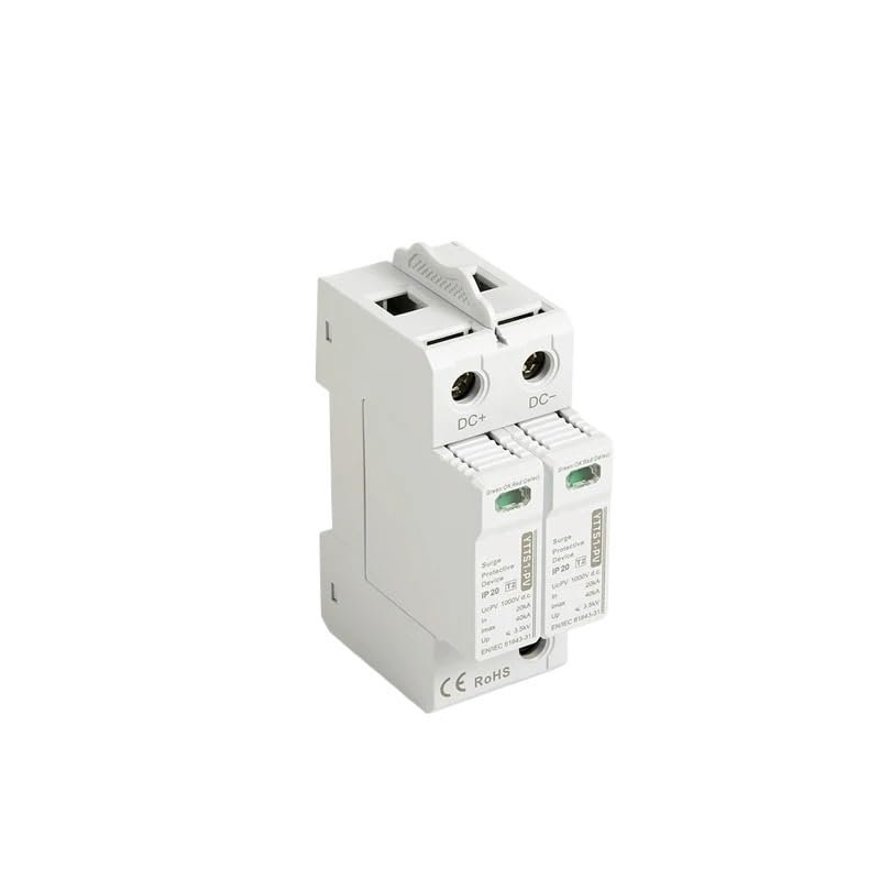 2P Din Rail DC SPD 600V (20KA~40KA) House SPD Surge Protector Protective Low-Voltage Arrester Device(2P 20-40KA 1000V)