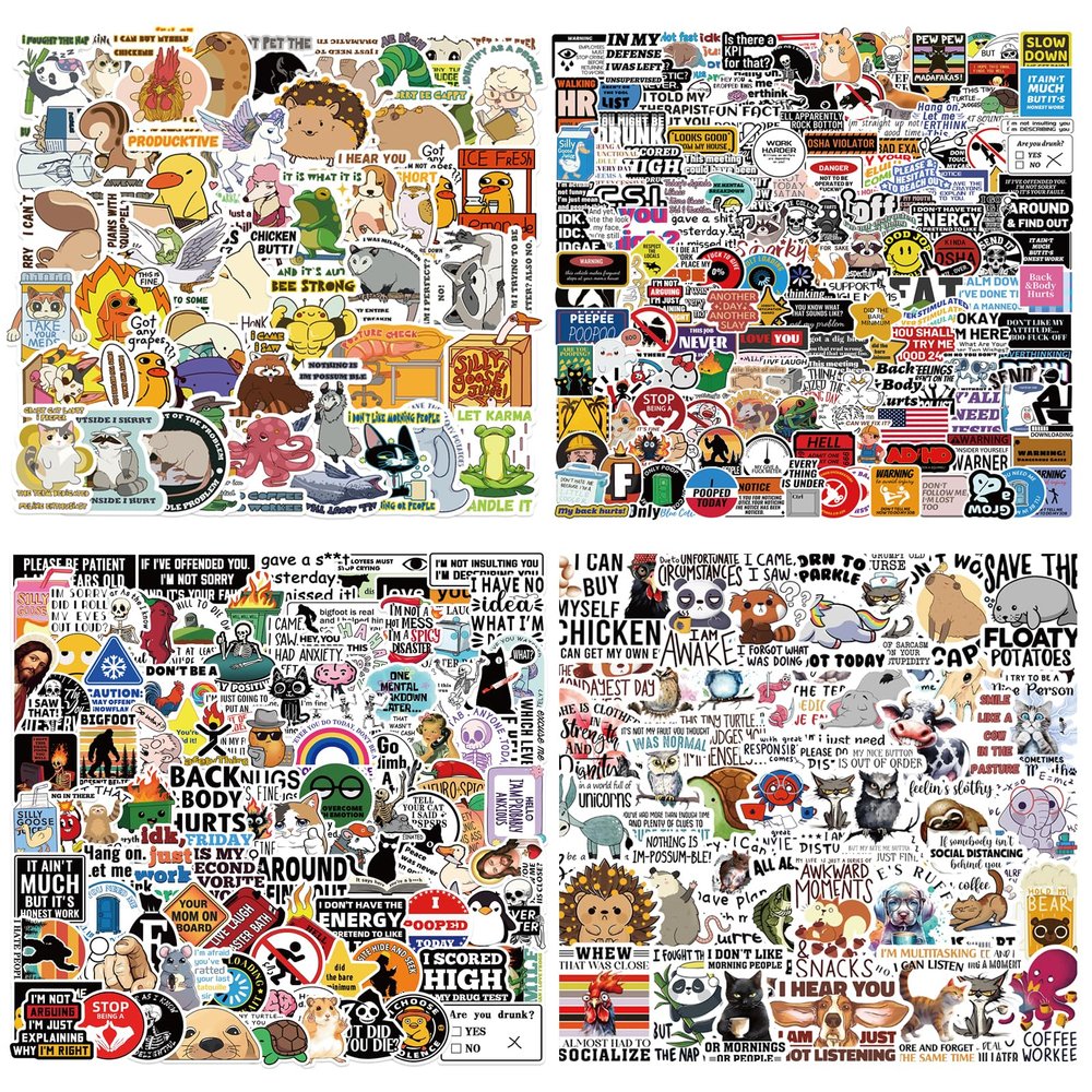 400 PCS Funny Stickers for Adults, Hilarious Meme Stickers Pack for Water Bottles, Laptops, Scrapbook, Hard Hats  Waterproof Vinyl Adult Humor Sticker
