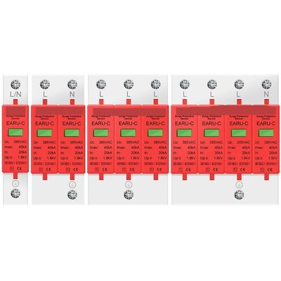 AC 385V SPD 1P 2P 3P 4P 20KA 30KA 40KA 60KA House Lightning Surge Protector Protective Solar PV Low-Voltage Arrester Device(3P,AC385V 20-40KA)