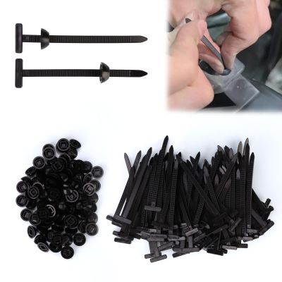 100PCS Nylon Universal Cable Tie Buckle, Multipurpose Plastic Cable Ties Tool, Heavy Duty Self Locking Nylon Zip Ties, UV Resistant Black Zipties for Car Daily Repair