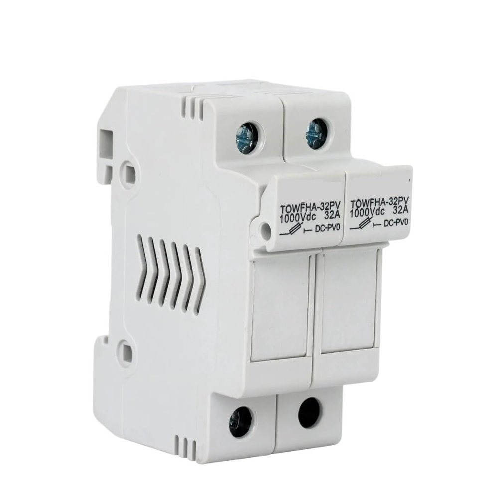 10 * 38mm High Voltage Solar PV 2P Fuse Holder 1000V with PV Fuses 1000V 25A for Solar System Protection(30A)