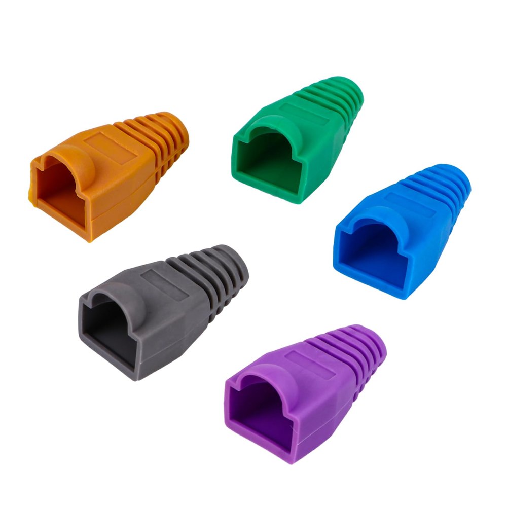 SHINEOFI 100 Pcs Ethernet Network Cable Connector Boots 8P8C Plastic Cover Caps for Cable Management Suitable for Home and Office Use Waterproof and Dustproof