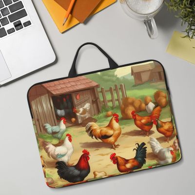 14in Laptop Sleeve Bag, Lightweight Waterproof Laptop Bag Shockproof Soft Carrying Case Roast Chicken Hen Farm Tablet Travel Cover with Handle for 13-14 Inch Notebook