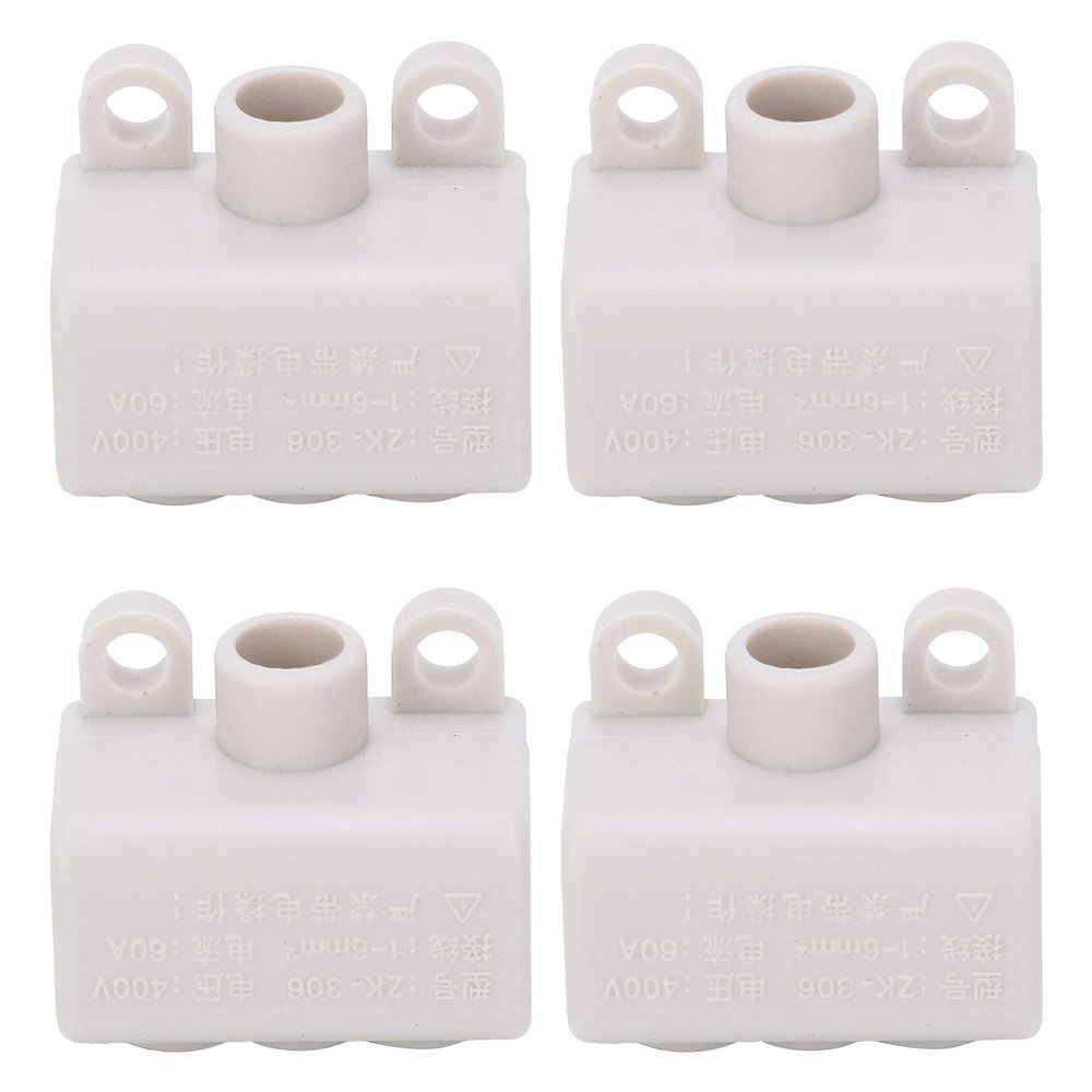 HighPower Main Splitter TShape Wiring Terminal Block Industrial Connector 400V 60A for Dome Light Switch Electric Meter Wiring (One in and Two Out (ZK-306))
