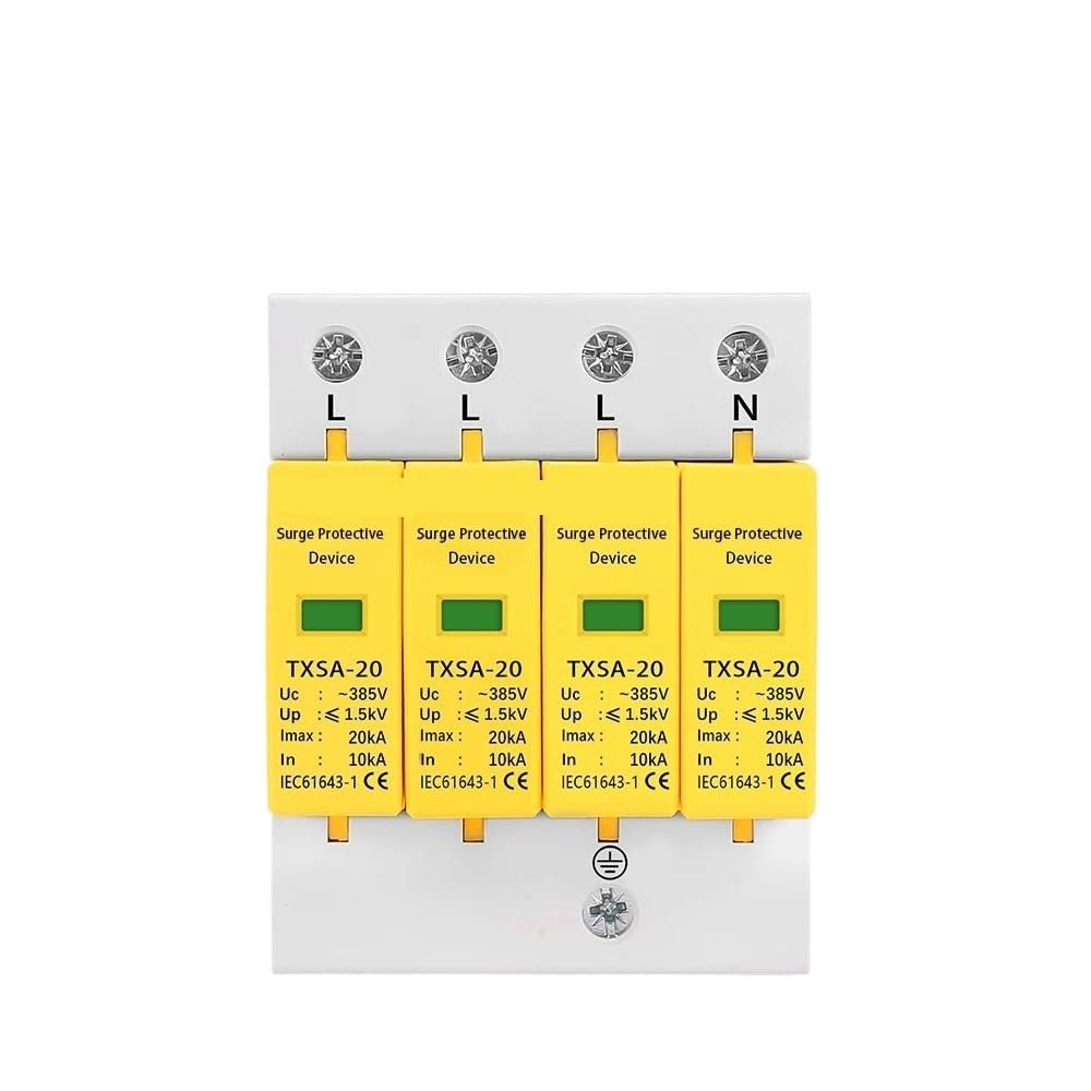 AC SPD 4P 275V 385V 420V 20KA 40KA 60KA House Lightning Surge Protector Protection Protective Low-Voltage Arrester Device(385V,30-60KA)