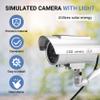 Yaregelun Simulation Solar Camera Outdoor Surveillance Simulation Fake Camera Dummy Cam with LED Light Silver view 3