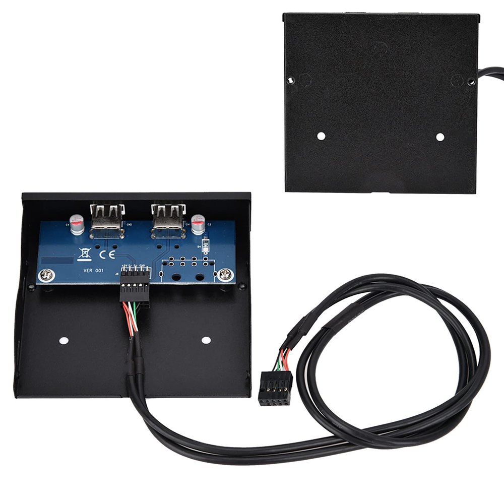 USB2.0 3.5 Inch 2 Port Tinned Copper Wire Floppy Drive Front Panel - DurableReliable for Desktop Host - Black