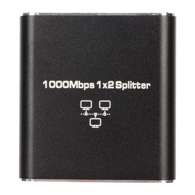 Aluminum Alloy Ethernet Splitter RJ45 Network Port Switch for 2 Computers, 1000Mbps Speed Sharing