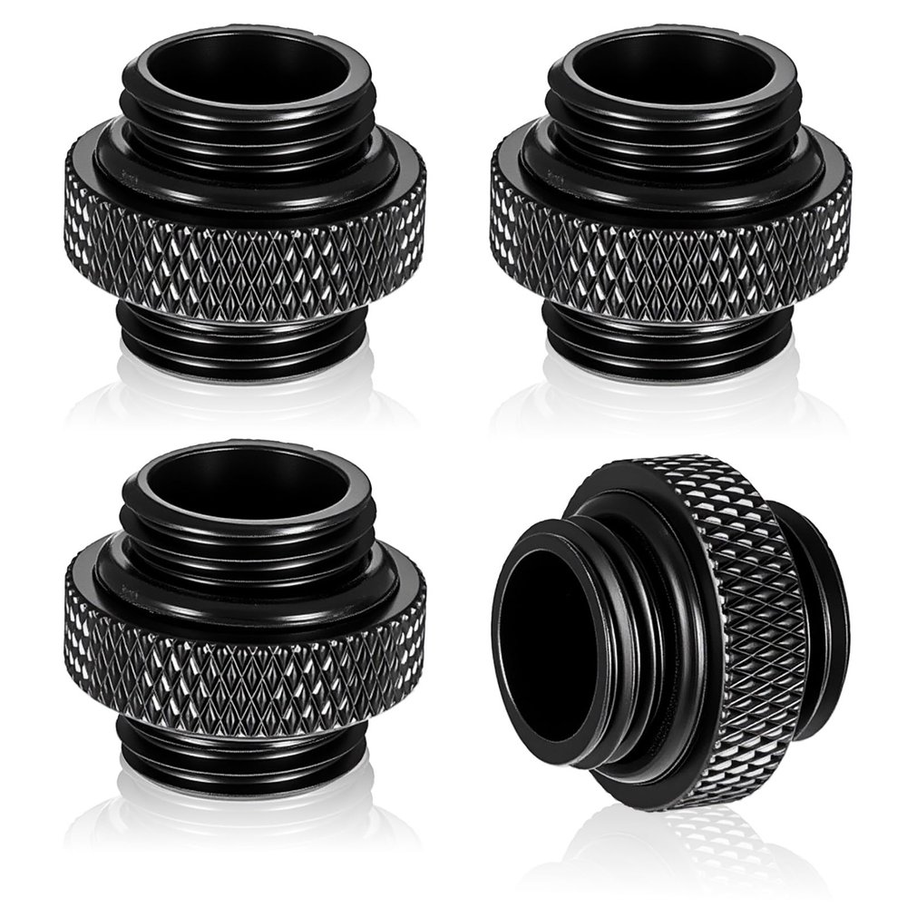 4 Pack G1/4" 5mm Male to Male Connector, Elbow Water Cooling Fittings, G1/4 Males to Males Extender Fitting, G 1/4 Water Cooling with Sealed O-Ring for Computer Accessories